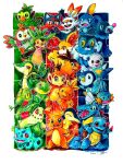  2020 3:4 absurd_res ambiguous_gender anthro biped black_body black_eyes black_fur blue_eyes border brown_eyes bulbasaur charmander chespin chikorita chimchar cyndaquil discombobble fennekin feral froakie fur grookey group hi_res large_group litten mudkip nintendo open_mouth open_smile oshawott painting_(artwork) piplup plantigrade pok&eacute;mon pok&eacute;mon_(species) popplio red_body red_eyes red_fur rowlet scorbunny smile snivy sobble squirtle starter_trio tepig torchic totodile traditional_media_(artwork) treecko turtwig video_games watercolor_(artwork) white_body white_border white_fur yellow_body yellow_eyes yellow_fur 