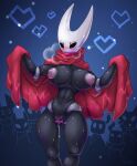  2021 absurd_res animal_humanoid arthropod arthropod_humanoid artist-apprentice587 big_breasts black_body black_sclera black_skin blush bodily_fluids breasts cloak clothed clothing crowd female flashing genital_fluids genitals group hi_res hollow_knight hornet_(hollow_knight) humanoid in_heat insect insect_humanoid nipples nude open_clothing presenting pussy pussy_juice simple_background spreading sweat team_cherry vessel_(species) video_games 