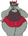  alien alien_humanoid biped blush clothing female homestuck horn horned_humanoid humanoid humanoid_hands kanaya_maryam ms_paint_adventures obese overweight shirt simple_background solo sugarcave topwear troll_(homestuck) webcomic 