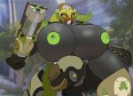  absurd_res big_breasts big_butt blizzard_(disambiguation) blizzard_entertainment breasts butt female gun hand_on_butt hi_res horn huge_breasts machine orisa_(overwatch) overwatch ranged_weapon reptilligator robot robot_arm robotic sex_toy solo taur teats thick_thighs udders video_games weapon 
