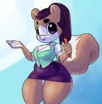  anthro bottomwear breasts cleavage clothed clothing conditional_dnp eyewear female freckles glasses mammal miniskirt rodent sciurid skirt solo wide_hips xopachi 