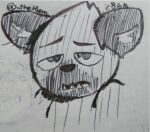  aggressive_retsuko anthro bored drawing ears_down fur haida hi_res hyaenid male mammal pivoted_ears sanrio solo the_hyena theeth 