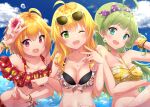  amiyu bikini breast_hold cleavage hoshii_miki ibuki_tsubasa megane shimabara_elena swimsuits the_idolm@ster the_idolm@ster_million_live! the_idolm@ster_million_live!_theater_days wet 