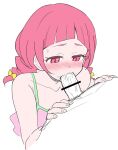  1boy 1girl bangs bar_censor bare_arms bare_shoulders bikini bikini_top blunt_bangs blush bow braid censored cropped_torso erection fellatio hair_bow half-closed_eyes hetero hugtto!_precure long_hair looking_at_penis low-tied_long_hair nono_hana oral out_of_frame partially_colored penis pink_bikini pink_eyes pink_hair pointless_censoring pov precure saliva sketch solo_focus spaghetti_strap sweat swimsuit twin_braids yellow_bow yoban 