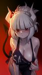  cleavage erect_nipples g_scream helltaker horns lucifer_(helltaker) tagme tail 