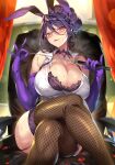  animal_ears bra bunny_ears bunny_girl cleavage erect_nipples fishnets gan megane stockings thighhighs 