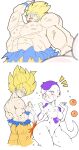  absurd_res alien blonde_hair blush bodily_fluids breasts buublybutt clothed clothing comic crossgender dragon_ball frieza goku hair hi_res nude spanking sweat topless 