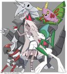  aggron ambiguous_gender anthro arthropod breasts clothed clothing crossover demon drawmeaponynamedbob dustox female feral gallade green_body grey_body group hair hazbin_hotel humanoid insect lepidopteran moth multicolored_body nintendo open_mouth open_smile pawniard pok&eacute;mon pok&eacute;mon_(species) red_eyes simple_background smile tongue vaggie_(vivzmind) video_games white_body white_eyes white_hair 