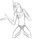  anthro briefs clothing colored_underwear don_bluth footwear male monochrome preed shirt simple_background sketch smile socks solo tank_top teeth_showing thegreatmatsutzu titan_a.e. topwear underwear white_background 