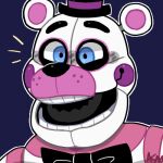  2018 alternate_version_at_source animatronic anthro black_nose blue_background blue_eyes bow_tie close-up clothing five_nights_at_freddy&#039;s funtime_freddy_(fnafsl) happy hat headgear headwear icon looking_away low_res machine male mammal multicolored_ears open_mouth pink_body pink_ears portrait robot rosy_cheeks round_ears short_ears simple_background sister_location smile snazzamazing solo teeth top_hat ursid video_games white_body white_ears 