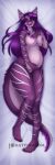  2021 4_toes anthro biped blue_eyes breasts claws dragon feet female hair hand_on_stomach hi_res katfishcom lying navel nipples nude on_back patreon patreon_logo pregnant pregnant_female purple_hair solo toe_claws toes 