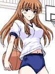  anegasaki_tae blue_eyes brown_hair buruma gym_uniform long_hair lowres masakichi_(crossroad) school_rumble solo 