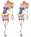  alternate_costume arms_up ballet_slippers breasts cameltoe covered_nipples divine_bustier_(dq) dragon_quest dragon_quest_viii garter_belt jessica_albert legs lowleg makochin medium_breasts stereogram thighhighs 