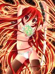  alastor_(shakugan_no_shana) bread breasts food fundoshi hase_yu japanese_clothes jewelry long_hair melon_bread mouth_hold pendant red_eyes red_hair shakugan_no_shana shana small_breasts solo sword thighhighs topless very_long_hair weapon 