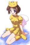  animal_ears animal_hat blue_eyes boots brown_hair cat_ears cathead copyright_request dress fairy fake_animal_ears hat shiokonbu_project short_hair solo wings 