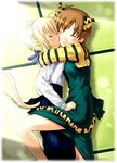  animal_ears artoria_pendragon_(all) blonde_hair blouse cat_ears fate/stay_night fate_(series) fujimura_taiga hug jas multiple_girls saber tail 