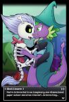  bone clothing duo english_text female feral friendship_is_magic hasbro hi_res male male/female my_little_pony skeleton skellinore_(mlp) spike_(mlp) text vavacung 