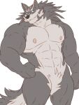  3:4 abs anthro canid canine canis hi_res link_(wolf_form) male mammal markwulfgar muscular muscular_anthro muscular_male nintendo nipples pecs solo the_legend_of_zelda video_games wolf 