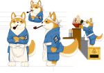  animal apron dog food headdress japanese_clothes lilac_(pfeasy) nobody original scarf smoking white wink 