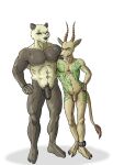  2021 abs absurd_res ankle_cuffs antelope anthro balls beastars bovid duo felid ffog flaccid foreskin gazelle genitals giant_panda gouhin hi_res horn humanoid_genitalia humanoid_penis hybrid leopard male mammal melon_(beastars) muscular muscular_anthro muscular_male navel nude pantherine penis penis_size_difference pubes scar shackles simple_background standing tattoo uncut ursid white_background 