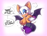  anthro big_breasts blush breast_squish breasts chiropteran color_edit colored dialogue edit english_text exposed_breasts female fours_(artist) hand_on_breast looking_at_viewer mammal nipples rouge_the_bat solo sonic_the_hedgehog_(series) squidapple squish text wings 