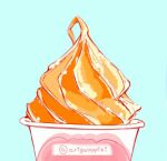  arinko_(a_ringo_hoppe) artist_name blue_background commentary_request cup disposable_cup food food_focus ice_cream jpeg_artifacts no_humans original shiny signature simple_background soft_serve still_life twitter_username 
