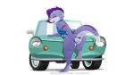  anthro anus car female fur genitals kapua letodoesart lutrine mammal mustelid purple_body purple_fur pussy solo vehicle 