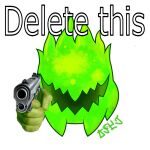 2021 ambiguous_gender delet_this digital_media_(artwork) english_text feral gun holding_object holding_weapon horror_(nuclear_throne) humor jose-497 looking_at_viewer meme not_furry nuclear_throne open_mouth radiation radioactive ranged_weapon reaction_image shitpost signature simple_background smile solo teeth text the_horror video_games vlambeer weapon 