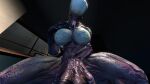  2019 3d_(artwork) abs aroused big_breasts bodily_fluids breasts colloidsfm demon digital_media_(artwork) doom_(series) drooling eyeless featureless_breasts female first_person_view hand_covering_pussy hell_knight huge_breasts id_software inside kneeling looking_at_viewer muscular muscular_female nude saliva smile solo solo_focus source_filmmaker spread_legs spreading tongue tongue_out video_games window 