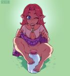  barefoot blush bottomless bottomwear clothed clothing clothing_lift convenient_censorship feet female hi_res humanoid humanoid_pointy_ears hylian malon nintendo not_furry ocarina_of_time skirt skirt_lift solo speedoru the_legend_of_zelda toes video_games 