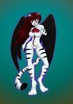  2021 anthro bite biting_lip breasts digital_drawing_(artwork) digital_media_(artwork) digitigrade featureless_breasts featureless_crotch felid feline female hi_res looking_at_viewer mammal pantherine signature solo tattoo tiger tunrae wings 