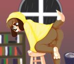  animal_crossing butt canid canine canis clothing coat cocampplus digby_(animal_crossing) domestic_dog genitals hi_res humanoid_genitalia humanoid_penis male mammal nintendo penis presenting presenting_hindquarters raincoat solo topwear video_games 