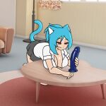  1:1 2d_animation alternate_species animal_humanoid animated big_breasts blue_hair breasts cartoon_network cat_humanoid cleavage clothed clothing dildo felid felid_humanoid feline feline_humanoid female frame_by_frame hair humanoid humanoidized low_res mammal mammal_humanoid mikeinel nicole_watterson sex_toy short_playtime solo the_amazing_world_of_gumball 