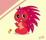  anthro black_eyes bodily_fluids breasts chibi chick cute_face eulipotyphlan fanarts female flaky_(htf) fur happy_tree_friends hedgehog hi_res j.fbelen mammal red_body red_fur shy solo 