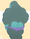  2021 absurd_res anthro ape big_butt butt butt_focus clothing gorilla haplorhine hi_res looking_at_viewer looking_back looking_back_at_viewer male mammal muscular muscular_anthro muscular_male primate rear_view simple_background solo standing thick_thighs tylerstark underwear underwear_down 