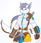  aiden_curis anthro archer domestic_cat famale felid feline felis female hair johnovex long_hair mammal size_difference smaller_female solo warrior 