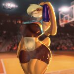  absurd_res anthro bodily_fluids diegojhol female guide_lines hi_res lagomorph leporid lola_bunny looney_tunes mammal muscular muscular_female musk rabbit solo space_jam sweat warner_brothers 