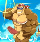  abs anthro ape balls bandanna barazoku biceps brown_body cloud donkey_kong_(series) eyewear funky_kong genitals gorilla haplorhine kerchief looking_at_viewer male mammal monkey muscular muscular_anthro muscular_male nintendo nipples palm_tree pecs penis plant pose primate sea smile smirk solo sunglasses teeth thymilph tree vein veiny_muscles veiny_penis video_games water 