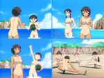  azumanga_daiou food fruit kagura_(azumanga_daiou) mihama_chiyo mizuhara_koyomi multiple_girls nude nude_filter one-piece_tan sakaki screencap stretch takino_tomo tan tanizaki_yukari tanline third-party_edit wading watermelon 