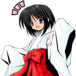  animated animated_gif artist_request black_hair blue_eyes hakama japanese_clothes long_sleeves lowres miko oversized_clothes red_hakama short_hair sleeves_past_fingers sleeves_past_wrists solo suigetsu yamato_suzuran 