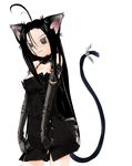  animal_ears antenna_hair artist_request black_eyes black_gloves black_hair cat_ears cat_tail copyright_request dress elbow_gloves eyeshadow glasses gloves gothic heart leather long_hair makeup solo tail tail_ornament third-party_edit wings 