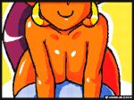  1girl animated animated_gif breasts cleavage collarbone dark_skin earrings female head_out_of_frame hoop_earrings jewelry linkerluis long_hair nude pointy_ears ponytail purple_hair shantae shantae_(character) shantae_(series) smile solo very_long_hair 