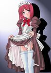  apron cameltoe dress dress_lift garter_belt hisui lingerie long_sleeves maid panties petticoat rikky solo thighhighs tsukihime underwear white_legwear white_panties 