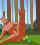  anal balls brick_break_after_dark easter egg genitals hi_res holidays invalid_background lagomorph leporid male male_oviposition mammal oviposition penis rabbit solo 