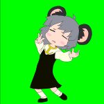  1girl a_hat_in_time animal_ears animated animated_gif bangs black_dress black_footwear blouse blush_stickers closed_eyes commentary_request cookie_(touhou) dancing dress eyebrows_visible_through_hair full_body green_background grey_hair kazz long_sleeves meme mouse_ears nazrin nyon_(cookie) open_mouth shoes short_hair simple_background socks solo touhou white_blouse white_legwear 