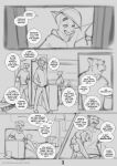  anthro bedroom_eyes bulge clothed clothing comic dialogue english_text female hi_res male monochrome narrowed_eyes open_mouth seductive seth_(sethpup) sethpup sketch smile speech_bubble text url 