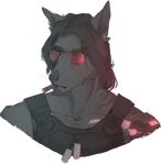  anthro black_hair black_nose canid canine canis cigarette cybernetic_arm cybernetic_limb cybernetics cyberpunk cyberpunk_2077 dog_tags ear_piercing eyewear fur grey_body grey_fur hair hi_res johnny_silverhand_(cyberpunk_2077) long_hair machine male mammal piercing scar serious signature simple_background smoking solo sunglasses unknown_artist unknown_artist_signature white_background wolf 