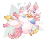  4_fingers 4_toes anthro arm_tuft barefoot big_breasts bikini black_nose blonde_hair blush breasts camel_toe canid canine chest_tuft claws clothing feet female finger_claws fingers fur hair inner_ear_fluff kemono looking_at_viewer mabo_(artist) mammal multicolored_body multicolored_ears multicolored_fur multicolored_tail nipple_outline one_eye_closed pawpads paws pink_body pink_fur pink_hair purple_body purple_eyes purple_fur purple_hair scarf sharp_teeth signature smile solo swimwear teeth toe_claws toe_curl toes tuft white_body white_fur white_hair wink wrist_tuft yellow_body yellow_fur 