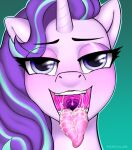  2020 bodily_fluids digital_media_(artwork) equid equine female feral friendship_is_magic front_view gradient_background hasbro hi_res horn looking_at_viewer mammal my_little_pony open_mouth peachlee saliva simple_background solo starlight_glimmer_(mlp) teeth throat tongue tongue_out unicorn uvula 