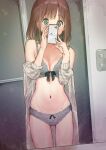  bra mashiro_keita open_shirt pantsu selfie 